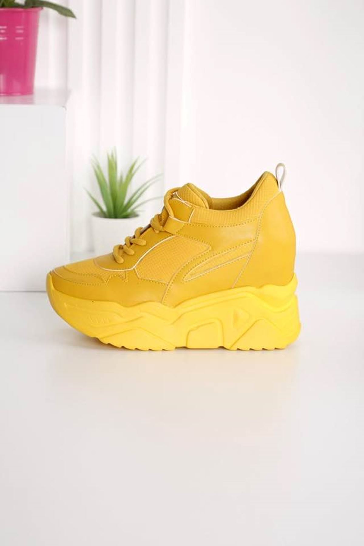 Showy Sarı Platform Spor Ayakkabı