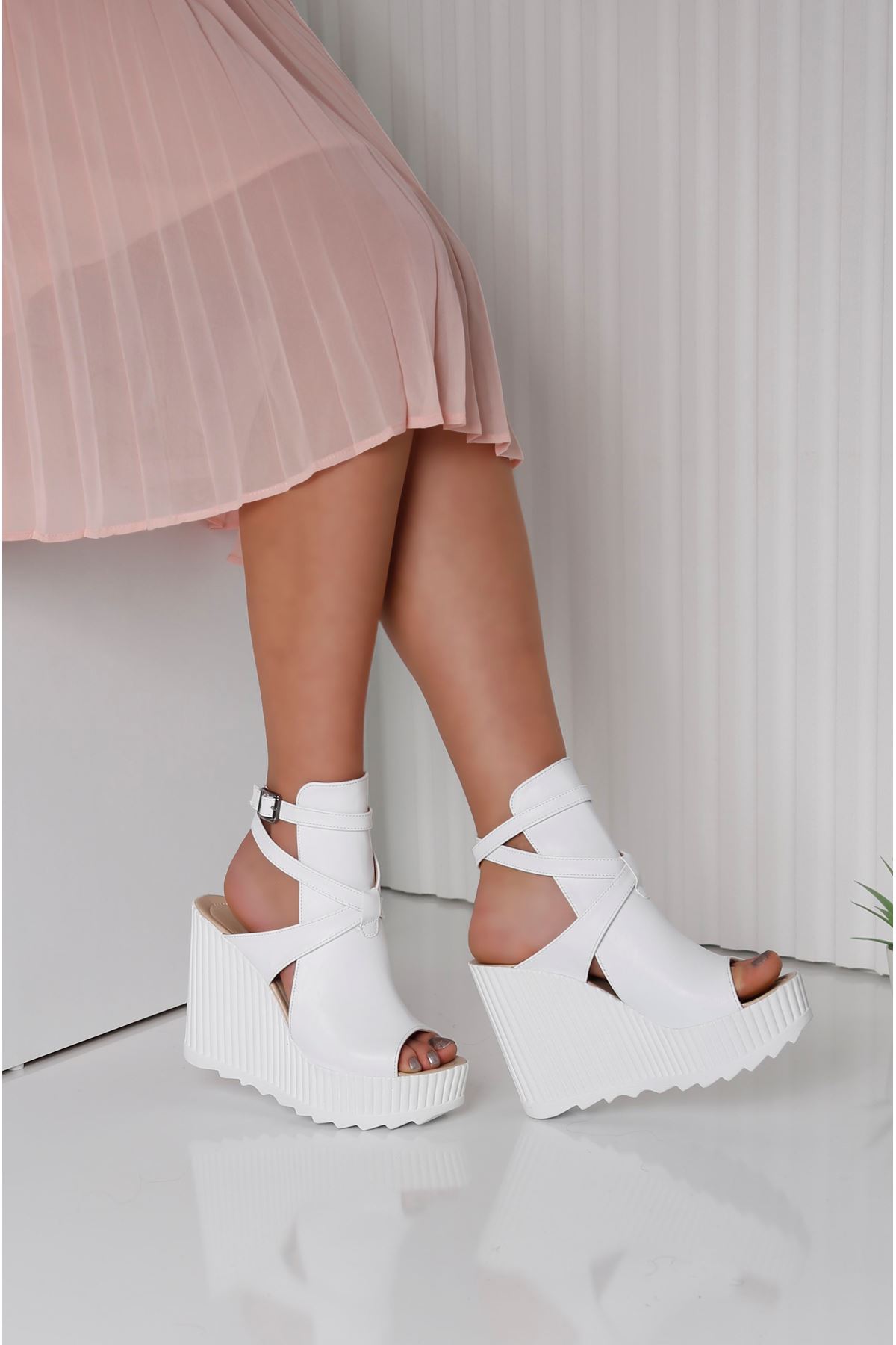 ALVINA Beyaz Kadın Platform Ayakkabı