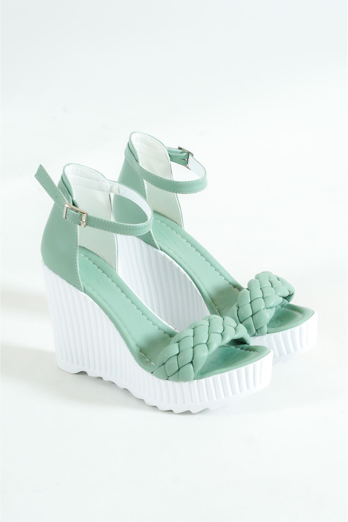 MESSA Mint Yeşili Cilt Kadın Platform Ayakkabı