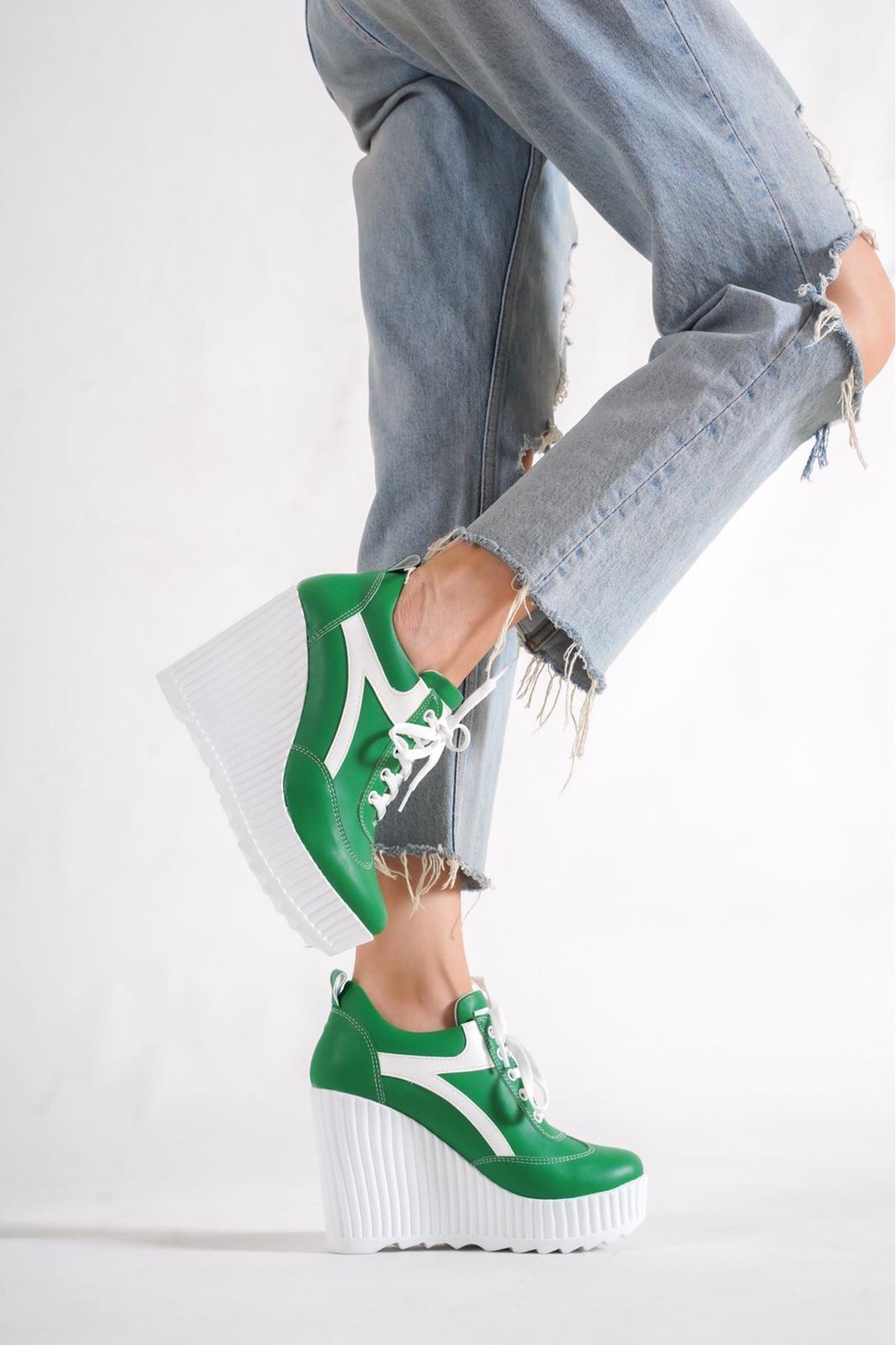 BOOBS Yeşil Dolgu Topuk Kadın Spor Ayakkabı