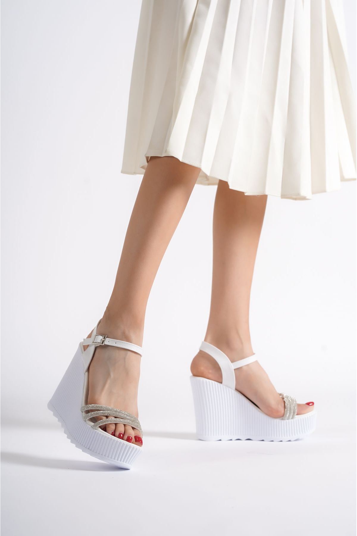 JEWEL Beyaz Cilt Kadın Platform Ayakkabı