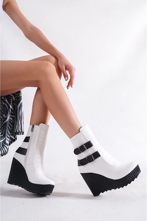 DIAMONT Beyaz Siyah Platform Kadın Bot