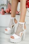 KESSAN Beyaz Topuklu Kadın Ayakkabı