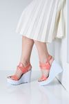 ESPELYA Nar Çiçeği Cilt Kadın Platform Ayakkabı