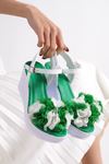ESİLA-S Yeşil Çiçekli Kadın Platform Ayakkabı
